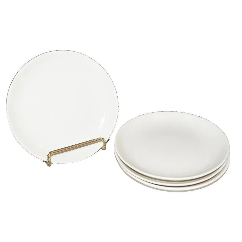 Vtg Iroquois Casual Russell‎ Wright 6 1/2 side dessert plate  White 4pc set FLAW